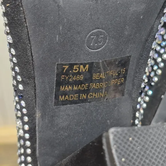 Cape Robbin Beautiful Rhinestone Cowgirl Boots 4&quot; Block Heel Western Black