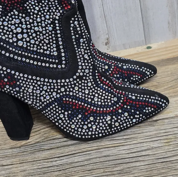 Cape Robbin Beautiful Rhinestone Cowgirl Boots 4&quot; Block Heel Western Black