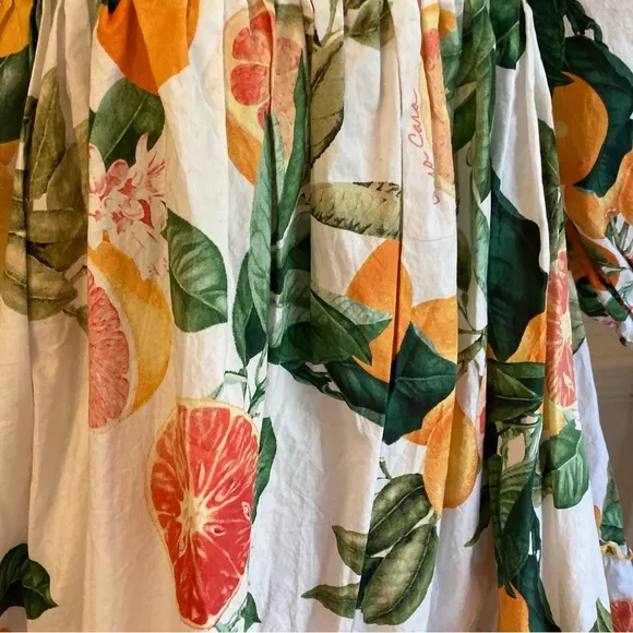 CARA CARA Sip Sip White Fruit Puff Sleeve Short Dress