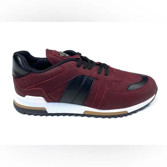 Cash Money Paris Low Top Runner Sneaker CMS215 Bordeaux, Burgundy,  Black