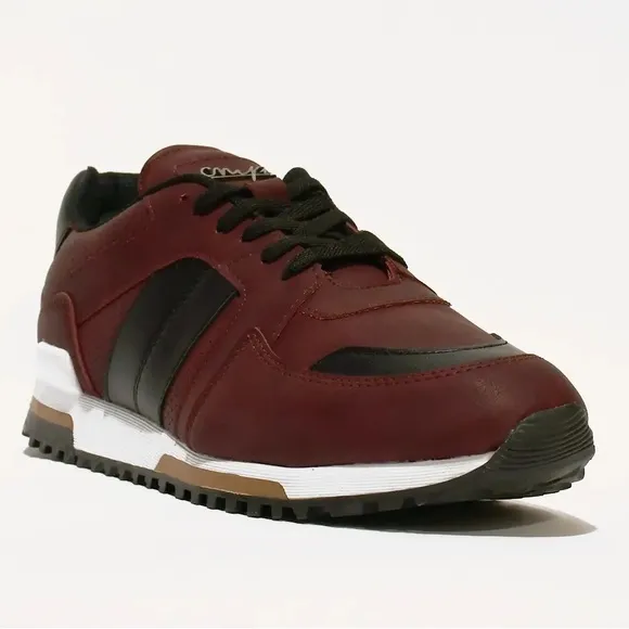 Cash Money Paris Low Top Runner Sneaker CMS215 Bordeaux, Burgundy,  Black
