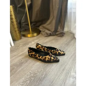 Castaner Cheetah Print Calf Hair Pointy Flat Espadrilles Size 5 Imported Comfy