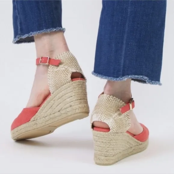 Castaner Red Carol Espadrille Wedge for Women Casual Summer Shoes