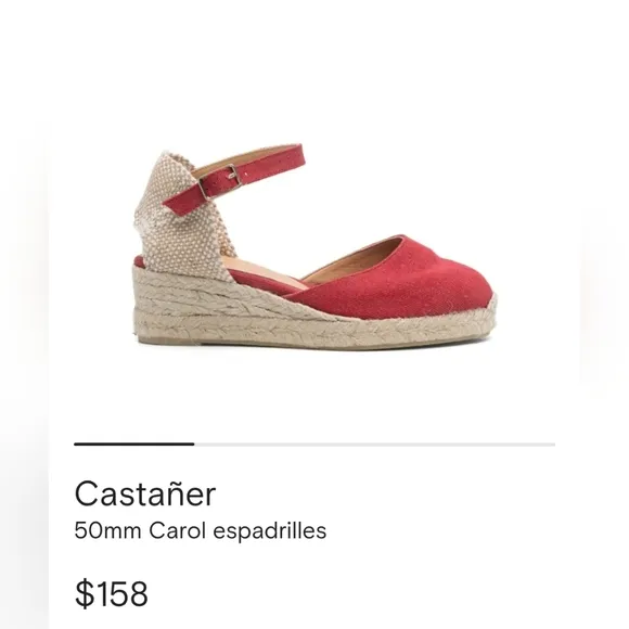 Castaner Red Carol Espadrille Wedge for Women Casual Summer Shoes