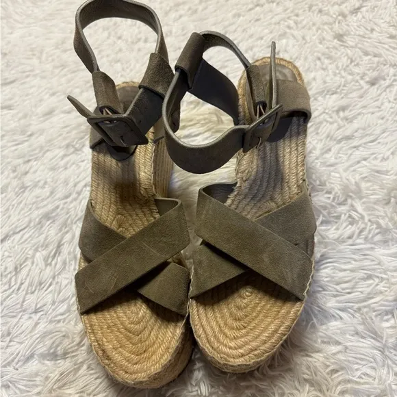 Celine Criss Cross Suede Platform Espadrille Sandal
