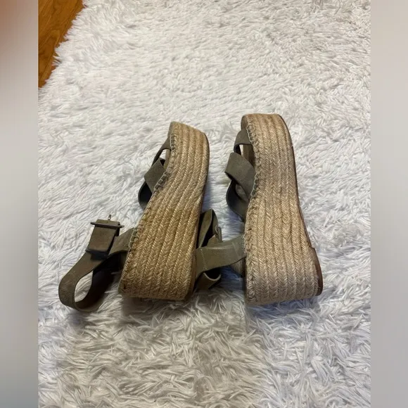 Celine Criss Cross Suede Platform Espadrille Sandal