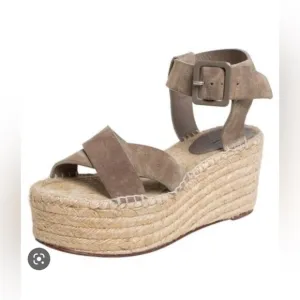 Celine Criss Cross Suede Platform Espadrille Sandal