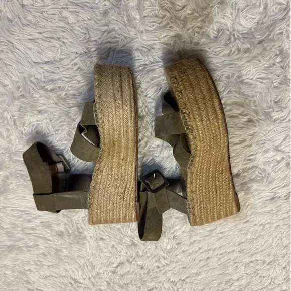 Celine Criss Cross Suede Platform Espadrille Sandal