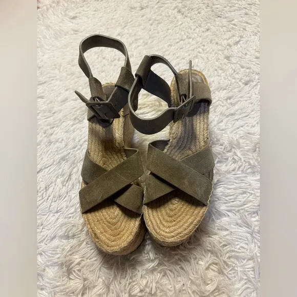 Celine Criss Cross Suede Platform Espadrille Sandal