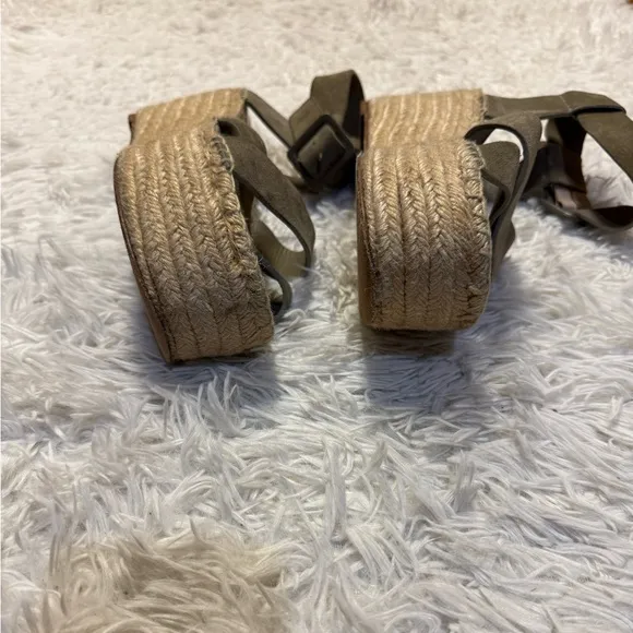 Celine Criss Cross Suede Platform Espadrille Sandal