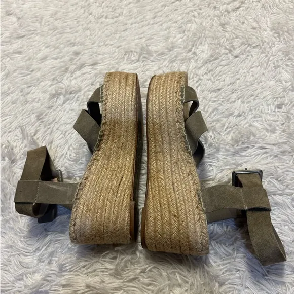 Celine Criss Cross Suede Platform Espadrille Sandal