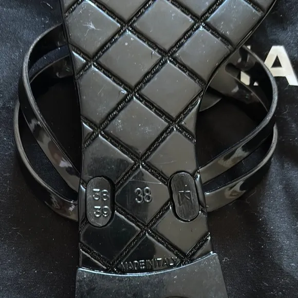 CHANEL Black Sandals with Camellia Embellishment