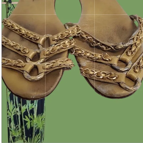Chanel Vintage Gold Thong Chain Sandals