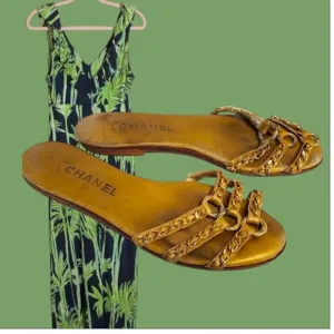 Chanel Vintage Gold Thong Chain Sandals