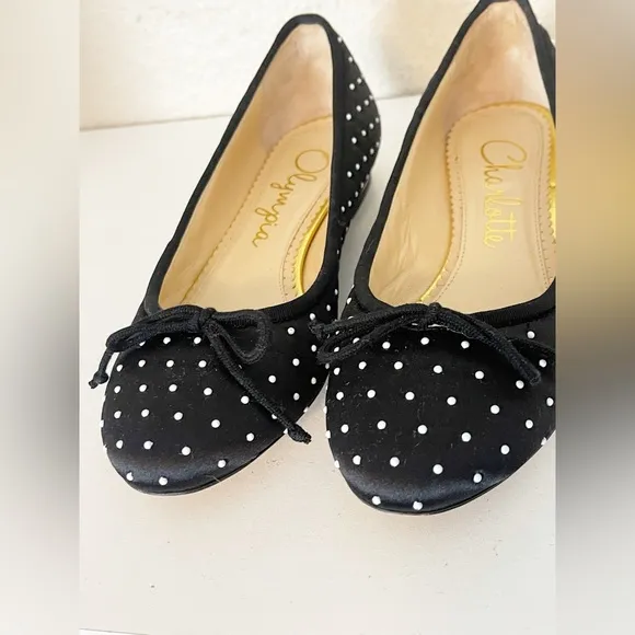 CHARLOTTE OLYMPIA BALLET FLATS black and white polka dots 37