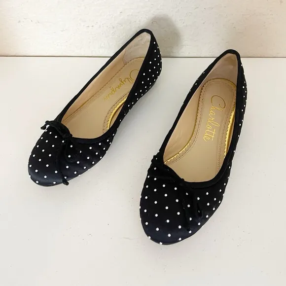 CHARLOTTE OLYMPIA BALLET FLATS black and white polka dots 37