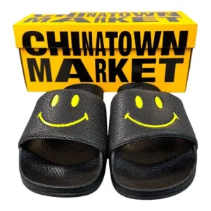 Chinatown Market Smiley Face Slide Sandals Black Size 6 Casual Comfortable Slip-