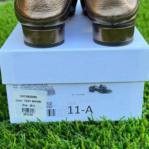 CHLOE Quincy Leather Loafers with Collapsible Heel  Size: 38.5/US 8.5