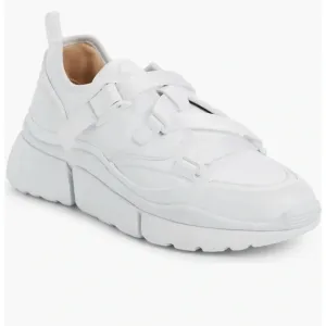 Chloe Sonnie Low Top Leather Sneaker Size 8 In White