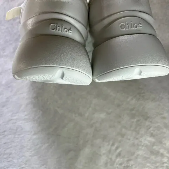 Chloe Sonnie Low Top Leather Sneaker Size 8 In White