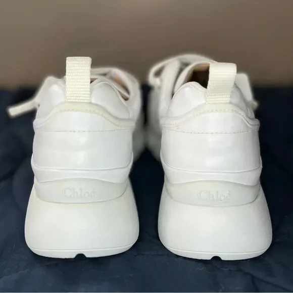 Chloe Sonnie Low Top Leather Sneaker Size 8 In White