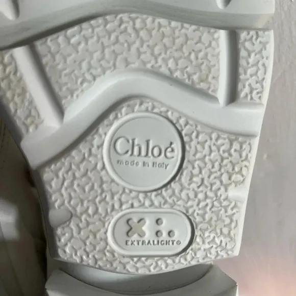 Chloe Sonnie Low Top Leather Sneaker Size 8 In White