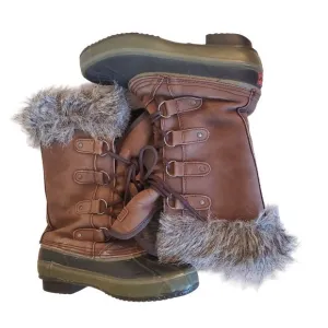 Chooka 9 Mid Calf Duck Boots Fleece Lining 4 Eye Stay Brown