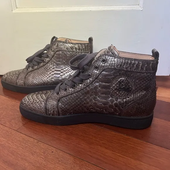 Christian Louboutin Gray Snakeskin Sneakers