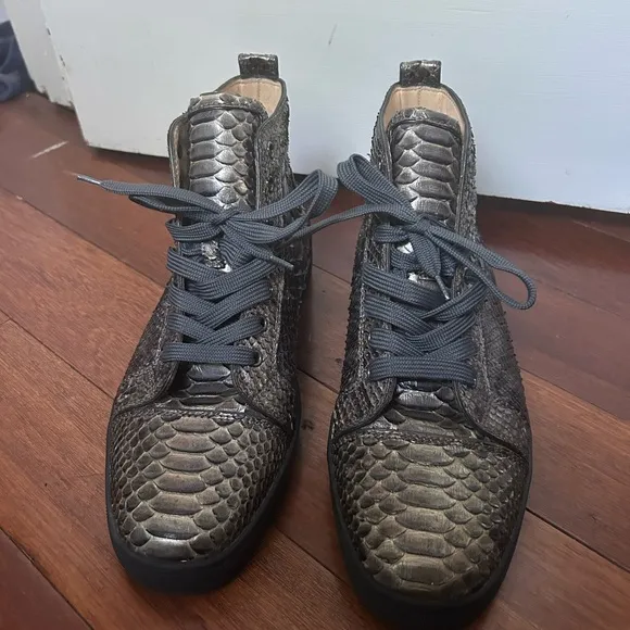 Christian Louboutin Gray Snakeskin Sneakers