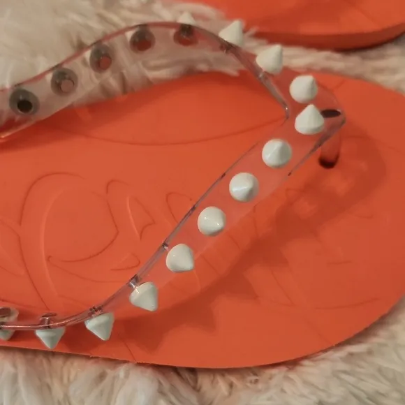 Christian Louboutin Orange Sandals with Beaded Embellishments