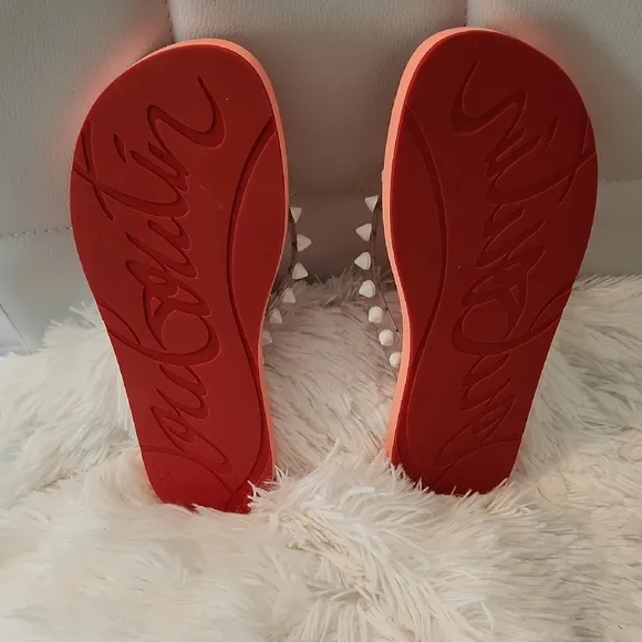 Christian Louboutin Orange Sandals with Beaded Embellishments