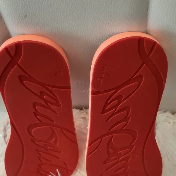 Christian Louboutin Orange Sandals with Beaded Embellishments