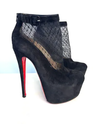 Christian Louboutin Resilissima Black Suede Platform Ankle Boots 35.5 UK2.5 - Preloved