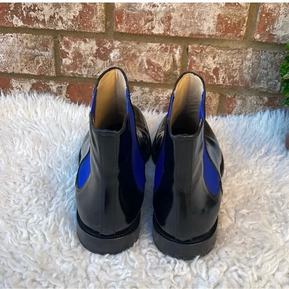 Christopher Kane Fluoro Black&amp;BluePolished Leather Chelsea Boots Sz EU42,US 11