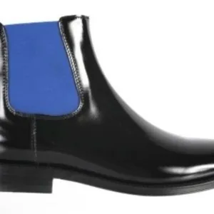 Christopher Kane Fluoro Black&amp;BluePolished Leather Chelsea Boots Sz EU42,US 11
