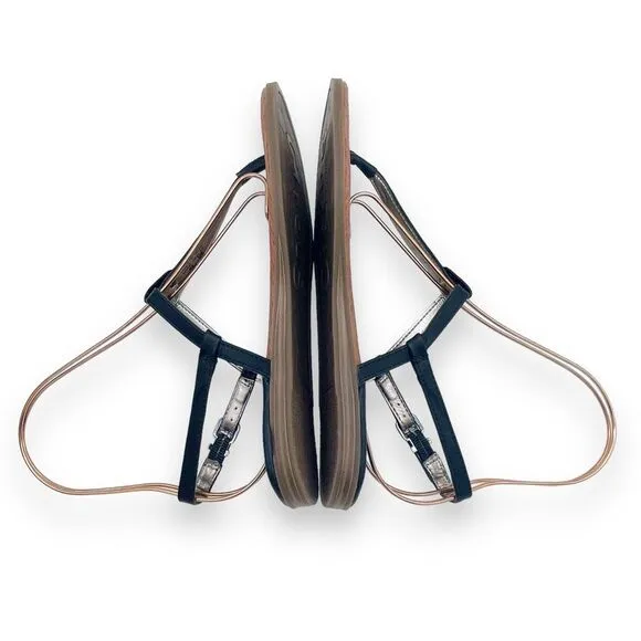 Circus Sam Edelman Cayden T Strap Thong Sandal Black Faux Leather Women’s Size 8
