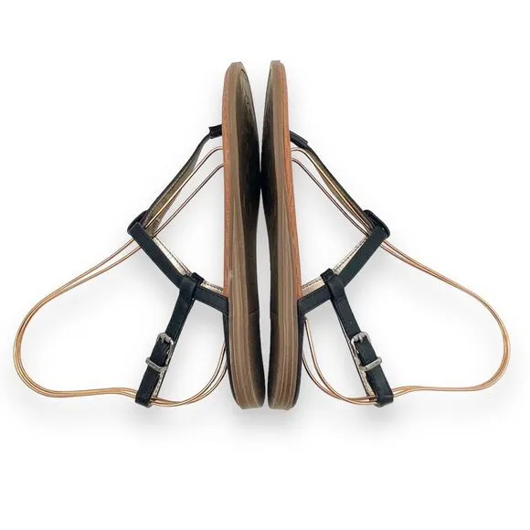 Circus Sam Edelman Cayden T Strap Thong Sandal Black Faux Leather Women’s Size 8