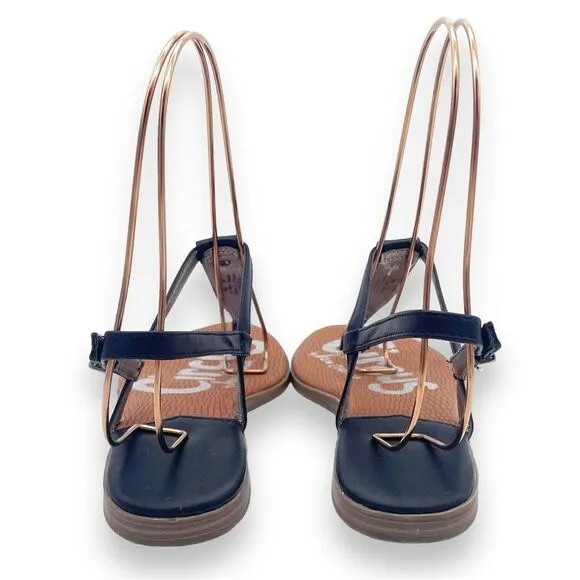 Circus Sam Edelman Cayden T Strap Thong Sandal Black Faux Leather Women’s Size 8