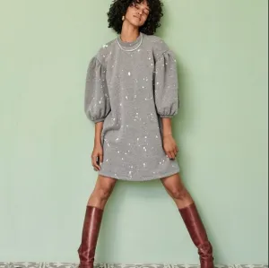 Clare V grey speckled Drop Shoulder Sweatshirt Dress medium