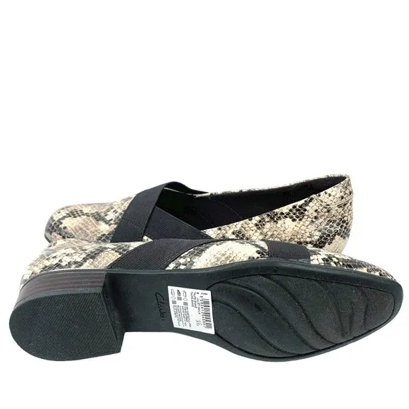 CLARKS Collection Juliet Dahlia‎ Taupe Snake Print Loafers  NWOB