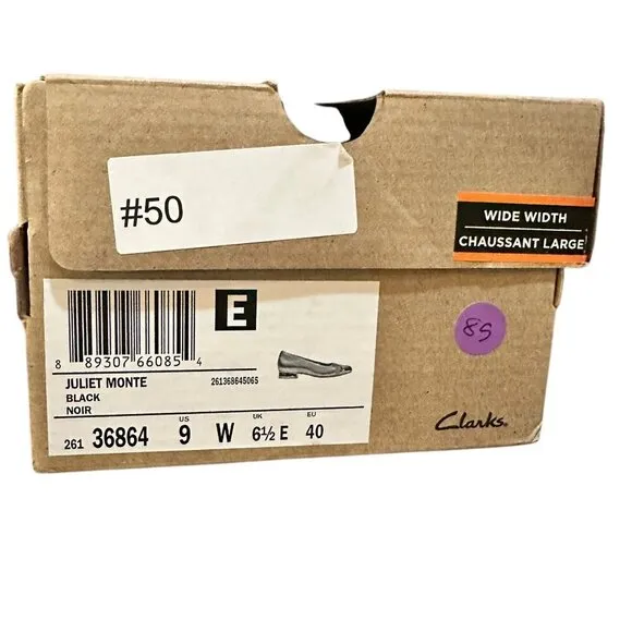 Clarks Juliet Monte Flat | Size 9W (Wide) | Color Black