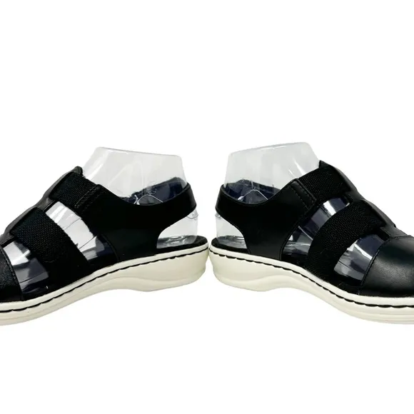 Clarks Leisa Brody Leather Slingback Comfort Causal Sandals Black Size 6