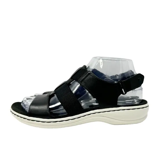 Clarks Leisa Brody Leather Slingback Comfort Causal Sandals Black Size 6