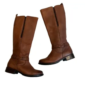 Clarks Plaza Market Brown Leather Tall Riding Boots, Sz 6.5