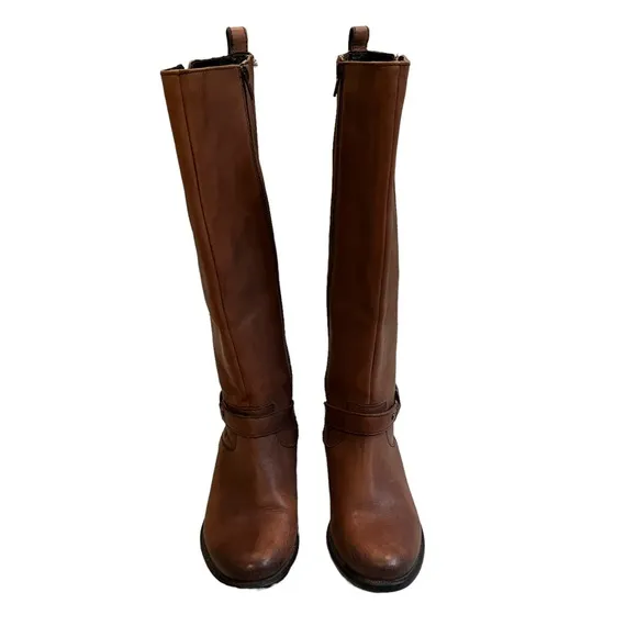 Clarks Plaza Market Brown Leather Tall Riding Boots, Sz 6.5