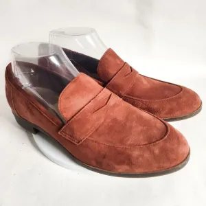 Clarks Trish Rose Slip On Comfort Rust Cognac Brown Penny Suede Loafers Size 9