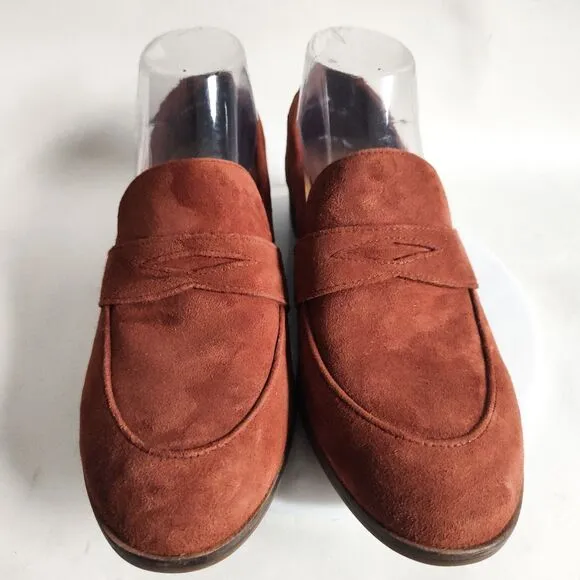 Clarks Trish Rose Slip On Comfort Rust Cognac Brown Penny Suede Loafers Size 9