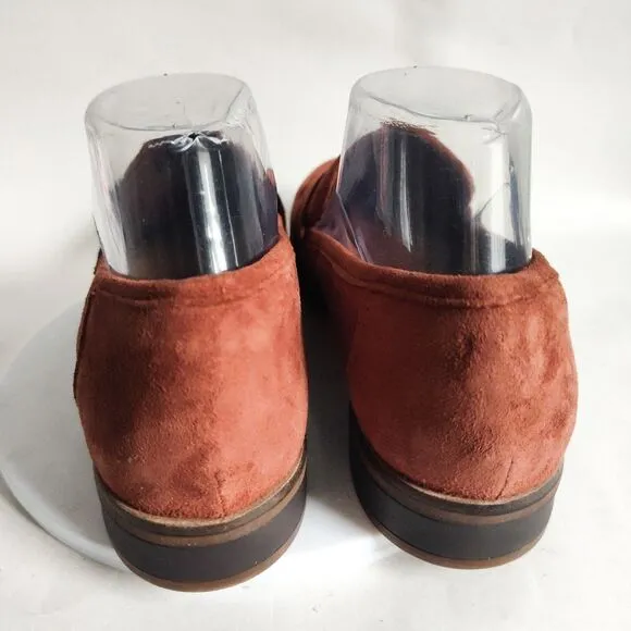 Clarks Trish Rose Slip On Comfort Rust Cognac Brown Penny Suede Loafers Size 9
