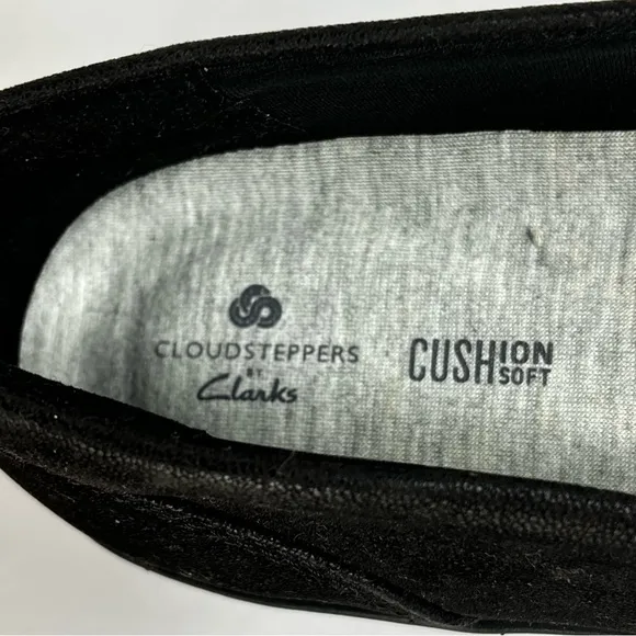 Clarks Women's Ayla River Loafer - Black Snakeskin &amp; Suede Flat Shoes Size 8.5M