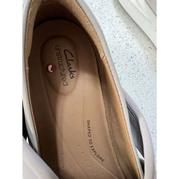 Clarks Women's Un-Rio-Cross Shoe Size 6.5Mary Jane Slip On Flats‎  Leather Stone
